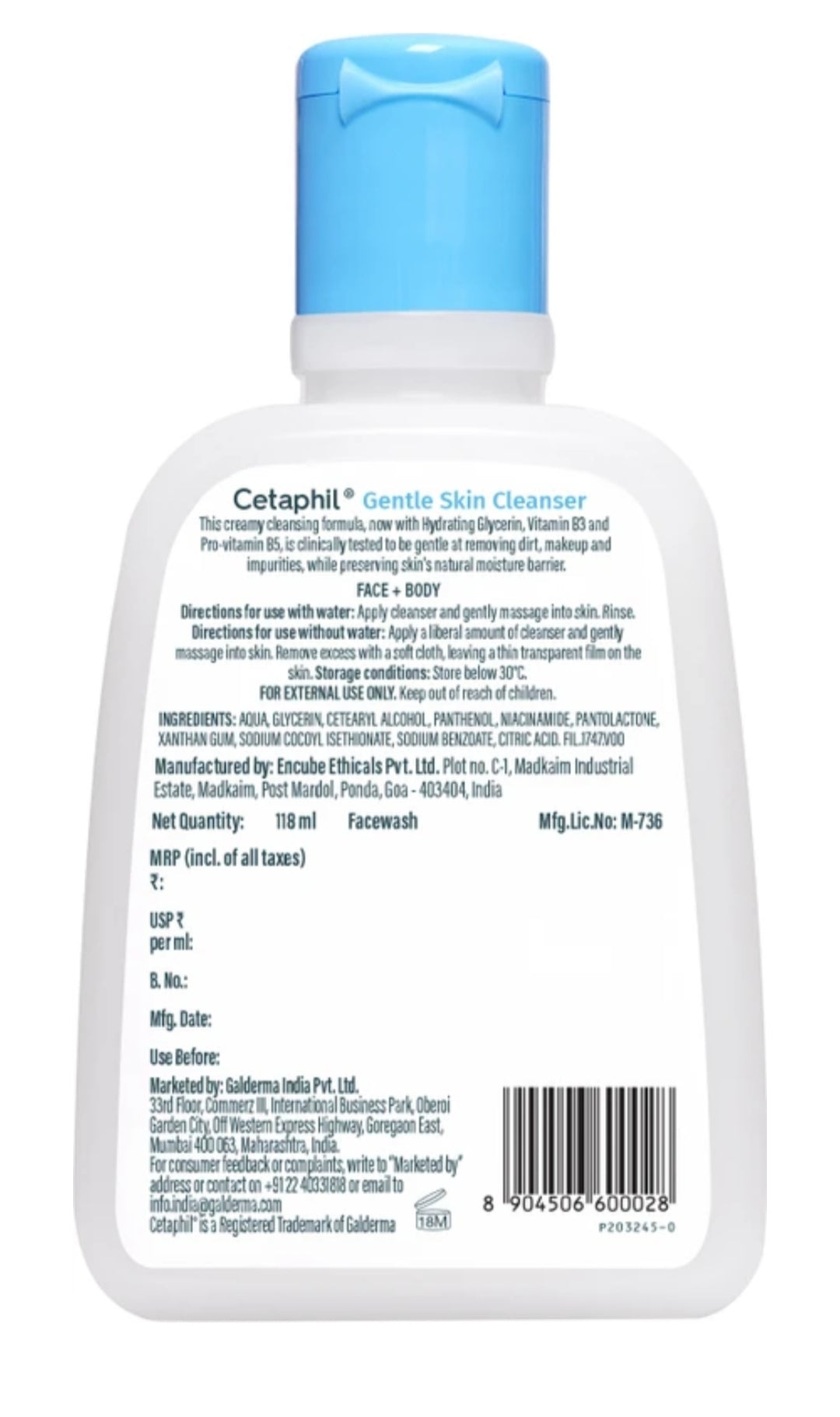 Cetaphil gentle cleanser 118ml pack